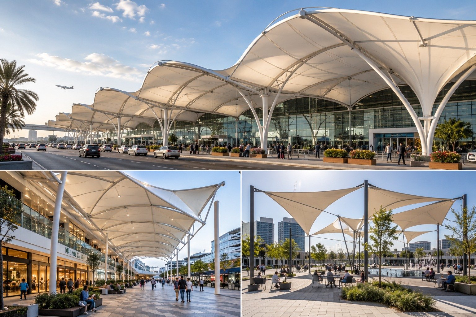 Best Applications of Tensile Fabric Structures in Airports, Malls, and Public Spaces