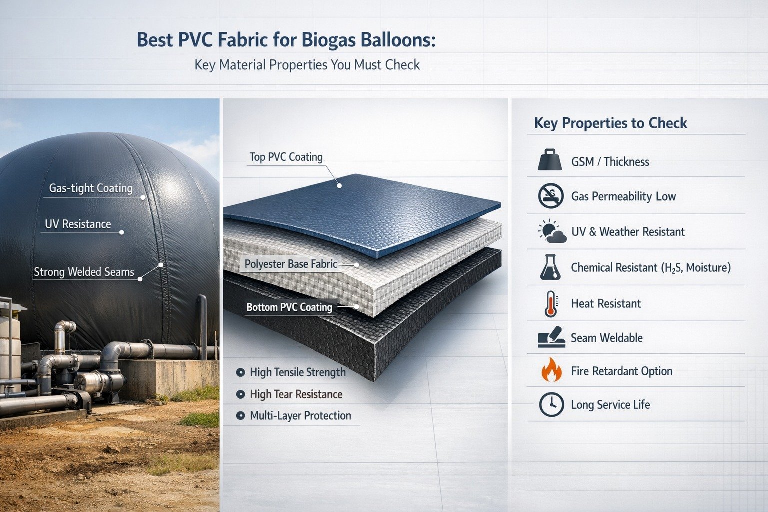 Best PVC Fabric for Biogas Balloons in India: Key Material Properties You Must Check 
