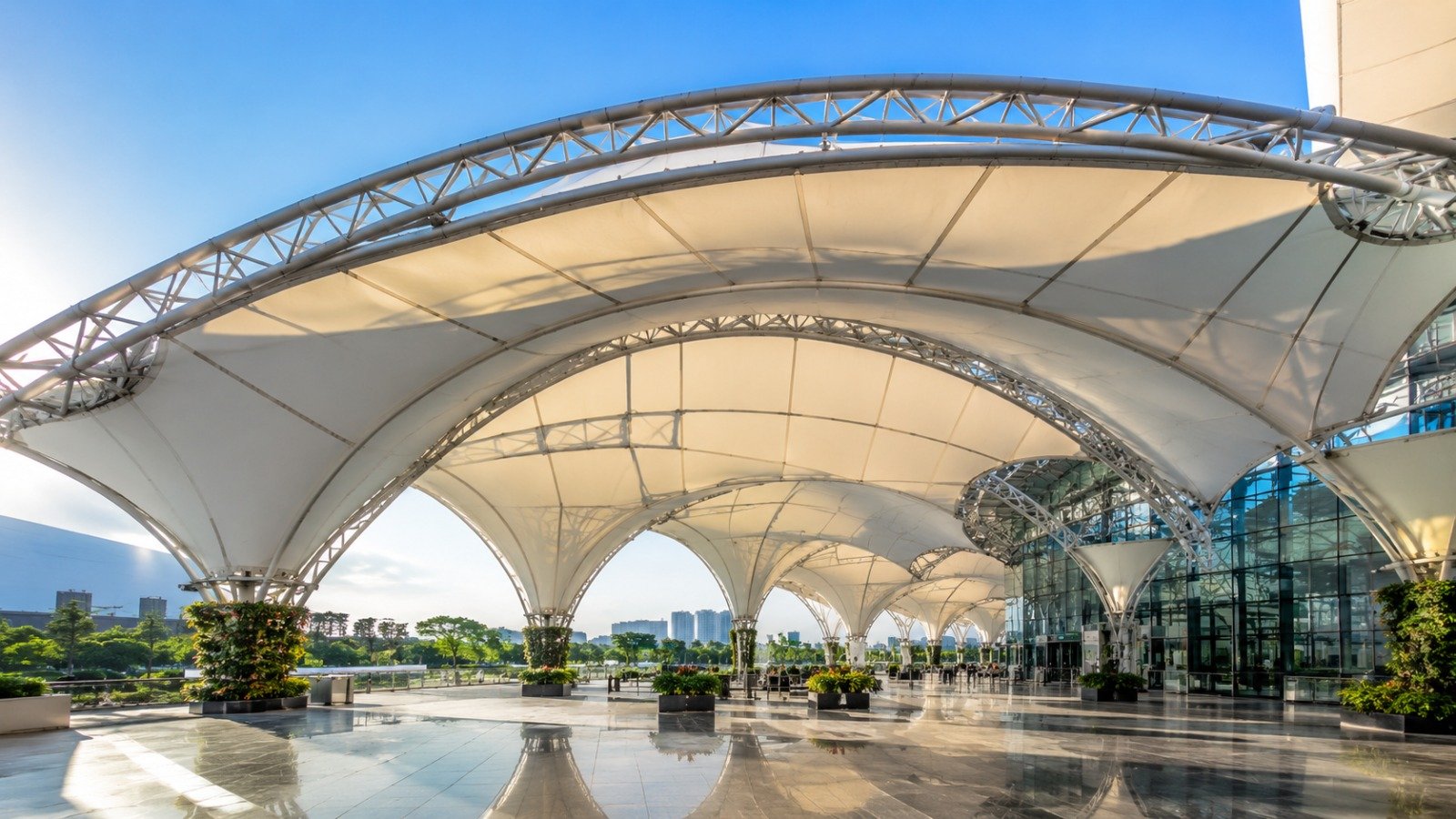 Modern Canopy for Parking Solutions Using PVC Tensile Roof Structures in India 